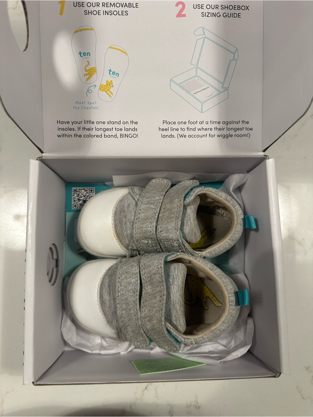 Gray and White Baby Walker Shoes - ten littles